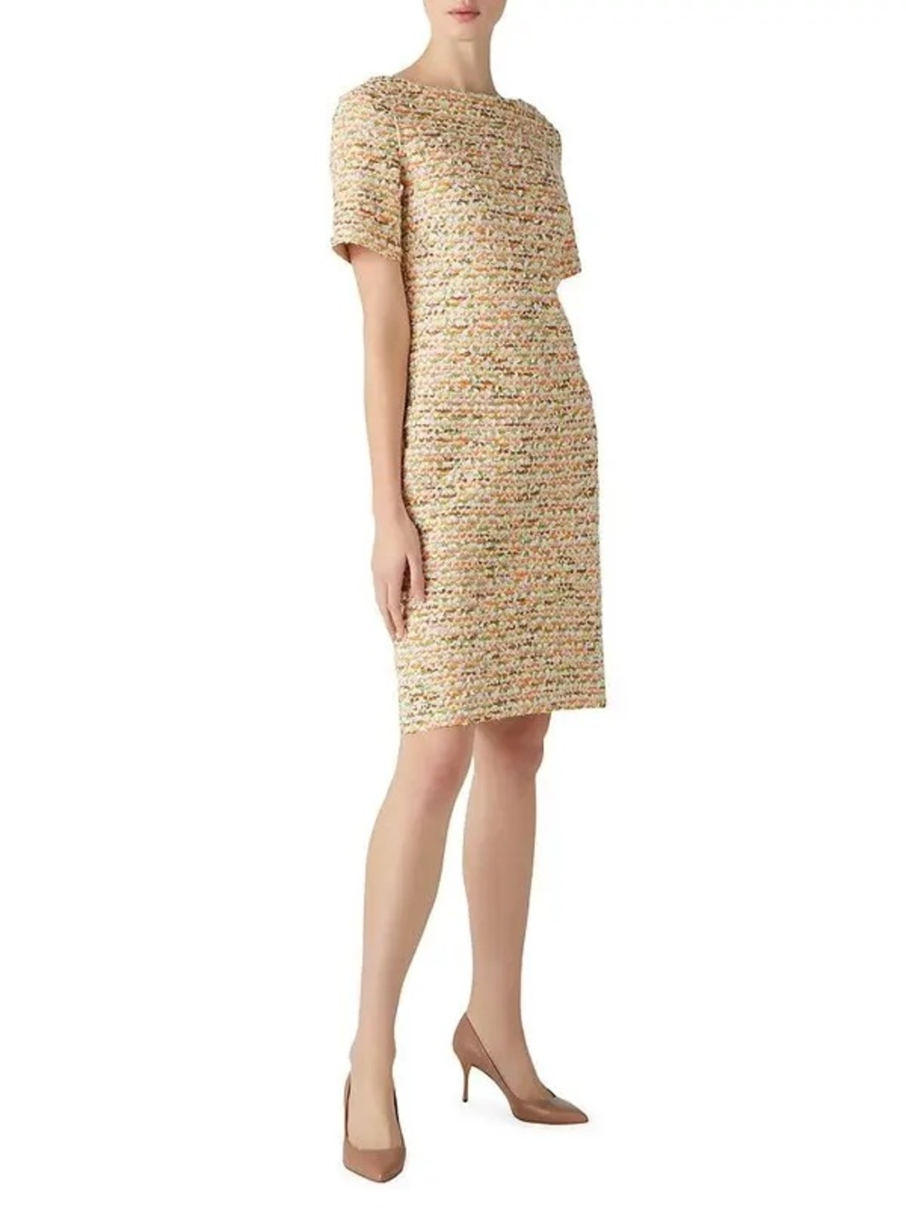 St. John New Tweed Knit Sheath Dress In Ecru Multi Size 8 $1,595.00
